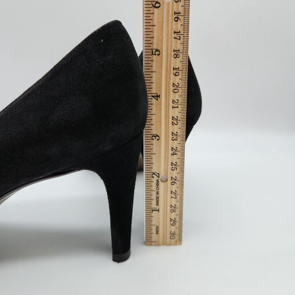 Stuart Weitzman Pump Black Suede Leather Heel Peep Toe Women Size 9M - Picture 3 of 12